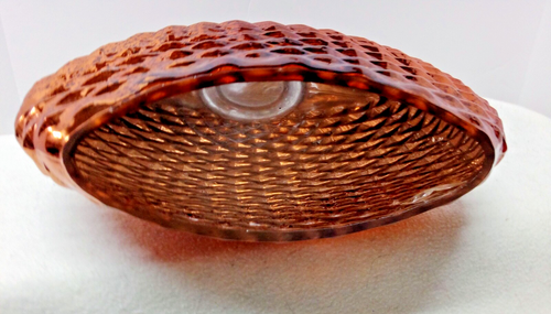 Vintage Oval Orange Metallic Diamond Design Glass Flower Vase 8" Tall 10"Wide - Picture 7 of 8