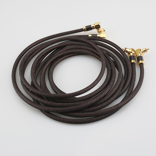 Pair 6N pure Solid Silver RCA Audio Cable with Right angled rca plug HIFI - Picture 8 of 11