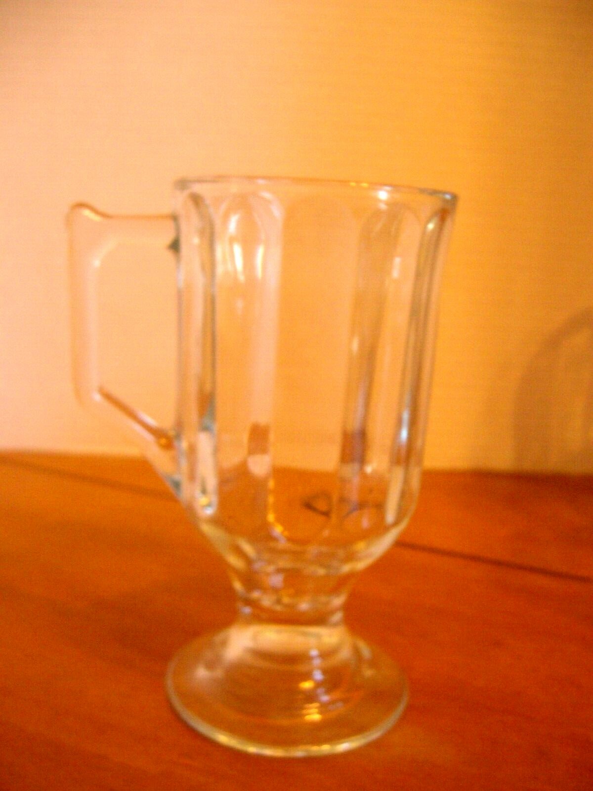 Set of 6 Libbey Milan Irish Coffee Mugs Clear Blown Glass w/Panels