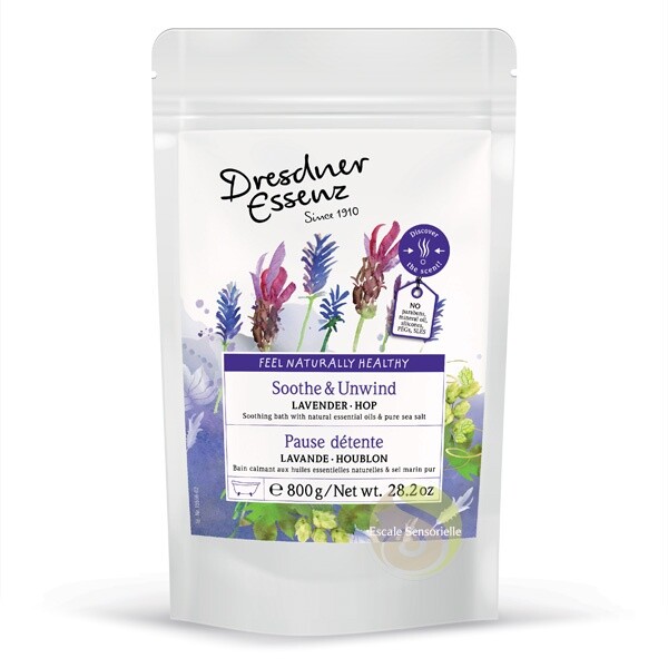Sels de bain lavande houblon Dresdner Essenz relaxant pour bain de pieds et corps