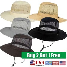 Mesh Breathable Wide Brim Sun Protection Hiking Cap Bucket Hat Men Sun Visor Hat
