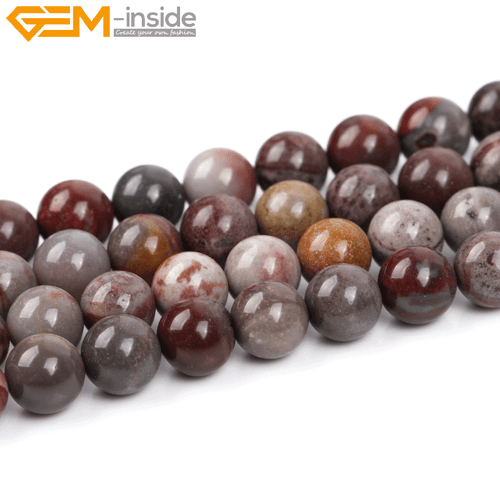 Round Natural Dark Red Fancy Fantasy Jasper Beads for Jewelry Making Strand 15" - Picture 13 of 25