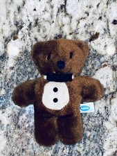 5  Dakin Vintage Teddy Bear with Bowtie Stuffed Animal Brown Plush Doll 70s 80s