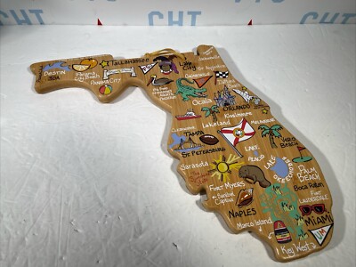 Florida Shaped Bamboo Serving Cutting Board Totally Bamboo Art by Fish Kiss 2022