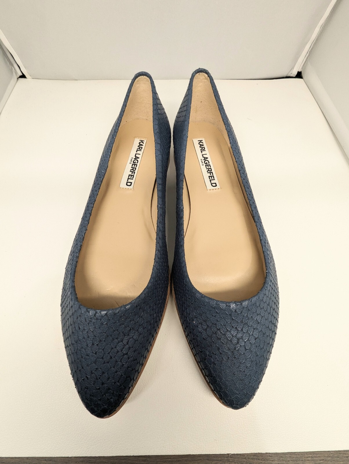 Women's Karl Lagerfeld Blue Python Cap Toe No Hee… - image 4