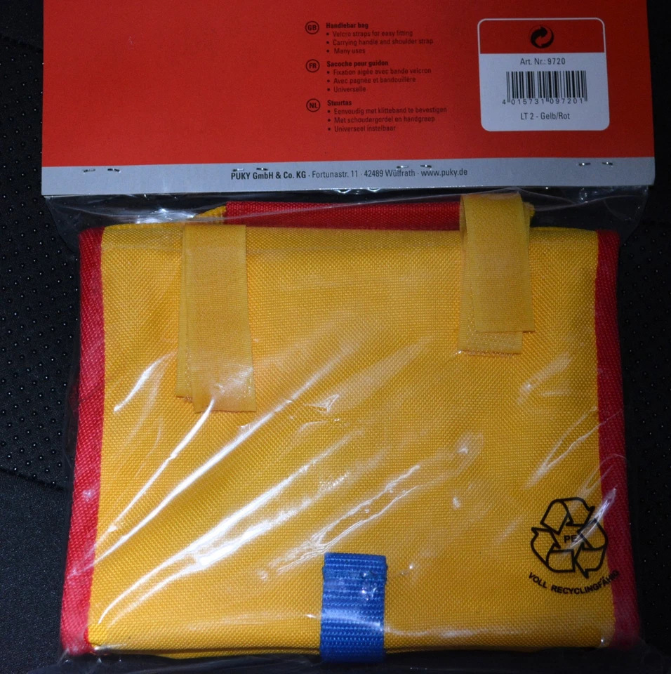 NUEVO BOLSO MANILLAR PUKY Bolso Manillar Bicicleta con Correa para el Hombro Rojo Amarillo Foto 4 de 4