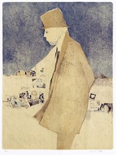 EANDI FERNANDO "FIGURA NEL VENTO" LITOGRAFIA 1984 -BELLISSIMA LITOGRAFIA-TORINO