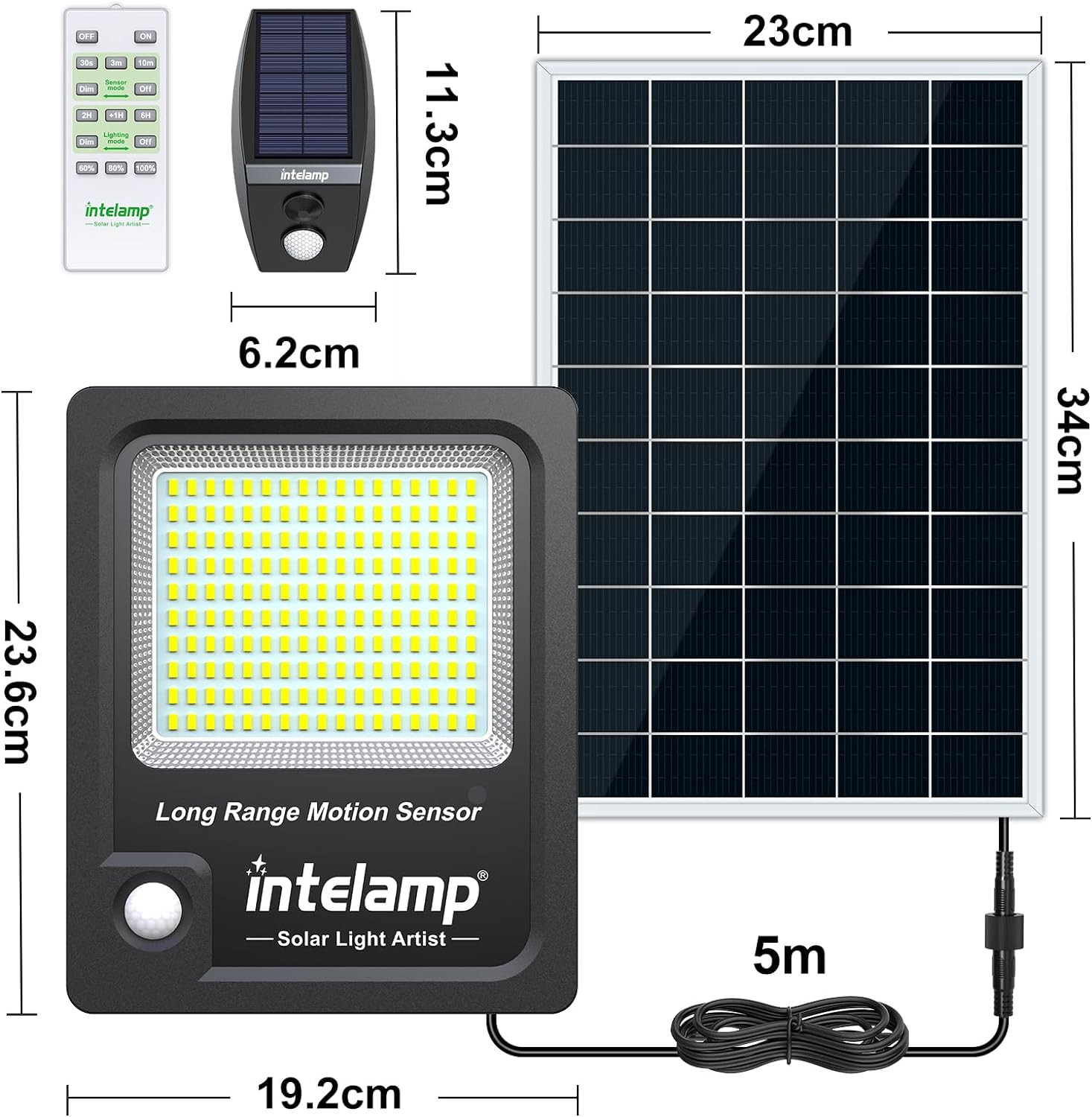 Fari Solari LED Esterno 12000mAh | Faretto Alta Luminosità Professionale - 4
