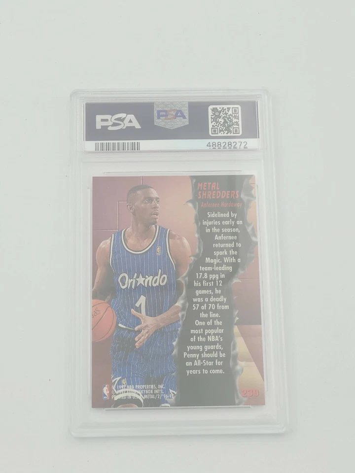 1996 Fleer Metal Anfernee Hardaway Penny #239 Metal Shredders PSA 9 - Image 2 of 2