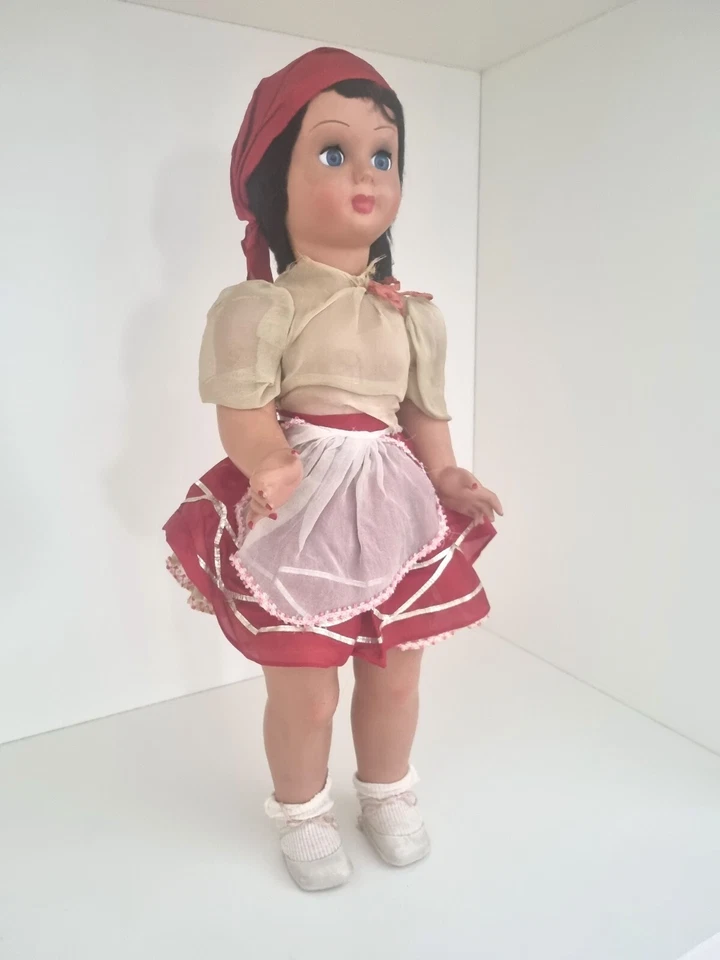 Bambola vintage anni 40 antica old doll in celluloide con abiti originali cm 66 - Immagine 2 di 4
