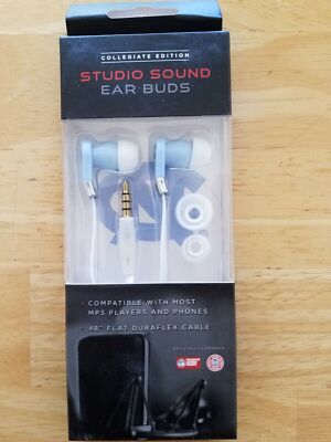 UNC Collegiate Edition NORTH CAROLINA TAR HEELS Studio Sound Ear Buds BRAND New