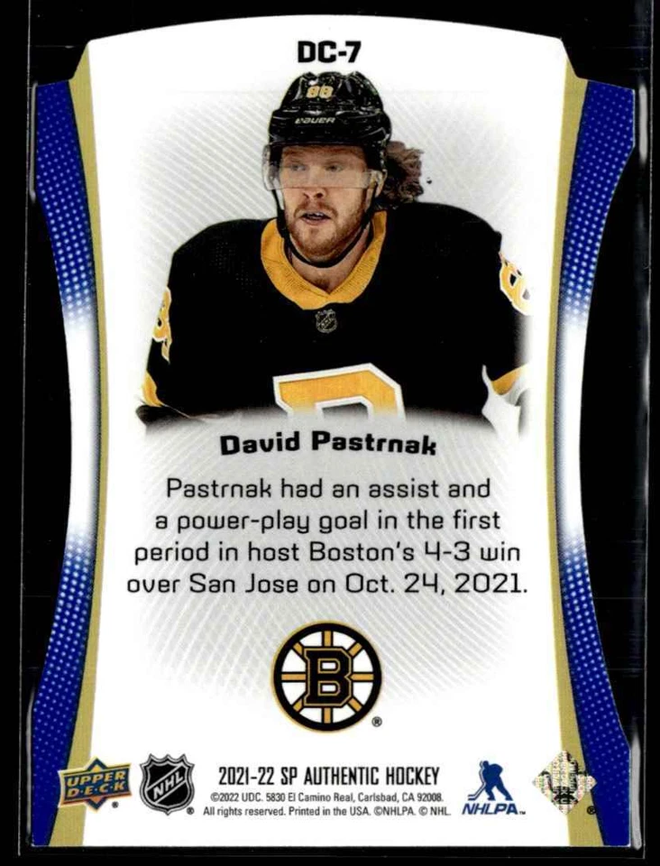 2021-22 Sp Authentic Die cuts blue David Pastrnak #DC-7 H7R2F - Image 2 of 2