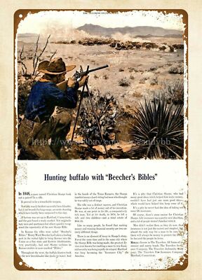 1945 fiream Traveler's Insurance Co Sharp's hunting rifle gun metal tin sign