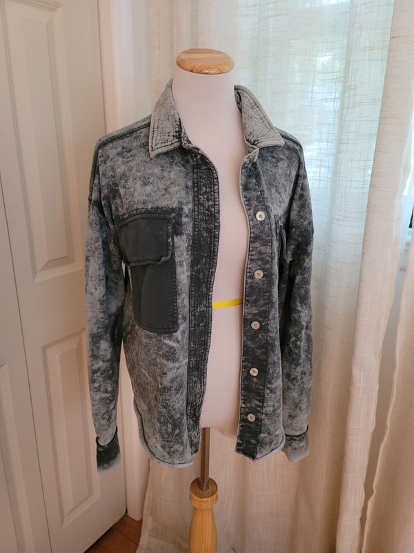 Leallo Dartmouth Acid Wash French Terry Jacket Shacket Size XS Pre-owned