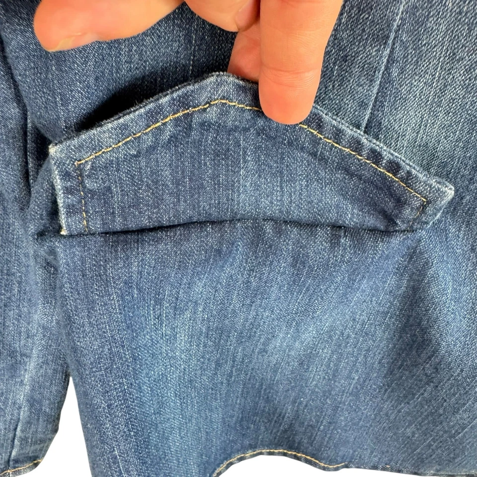 Chaqueta de Jean Route 66 Mezcla de Algodón Lavado Medio Cuello Abotonado Elástica Talla L Foto 3 de 4