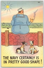 Vintage WWII Navy Cartoon Postcard by Tichnor Bros Boston 1941