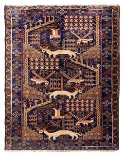 Rare Hand Knotted Vintage Afghan Zakani Pictorial Balouch Wool Area Rug 6 x 4 Ft