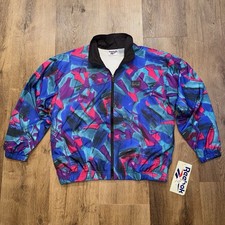 Vintage Reebok Jacket Deadstock Windbreaker All Over Print NOS 90s Womens Large