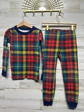 Hanna Andersson Organic Cotton Plaid Pajama Set- Boys Size 6-7 120 cm - Good U