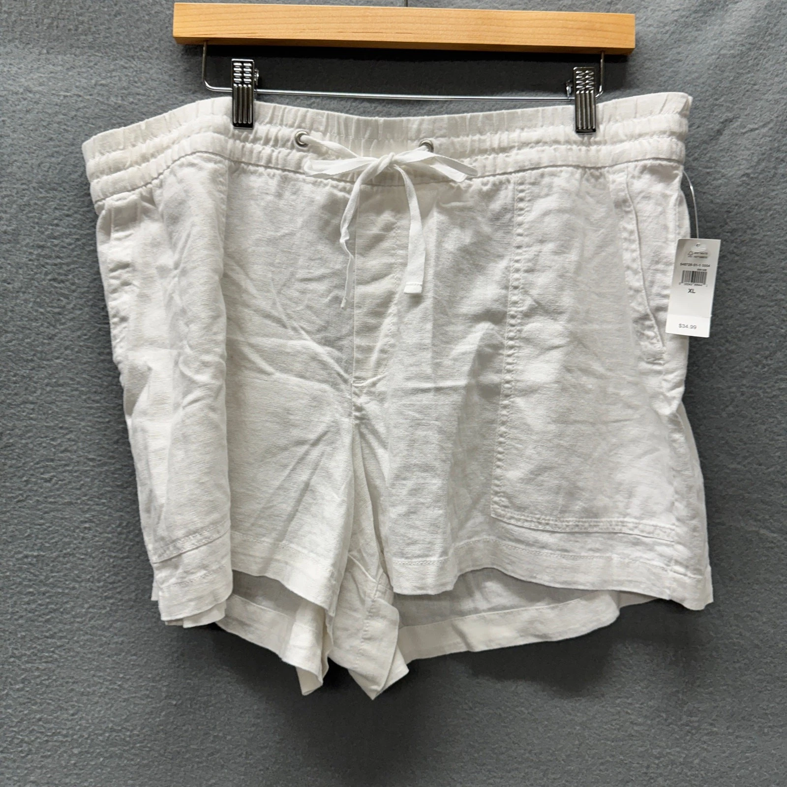 GAP Shorts Womens XL White Coastal Linen Rayon Elastic Waist COMFY 3" Inseam NEW