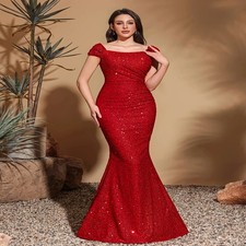 Elegant Sequin Retro Evening Gown for Women - Ideal for Weddings and Dinners