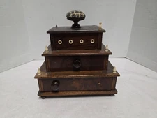 Antique 1872 Shaker Style Wood Sewing Box Spool Cabinet