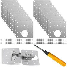 20 Pcs Hinge Repair Plate, Stainless Steel Cabinet Hinge Repair Plate Kit Hin...