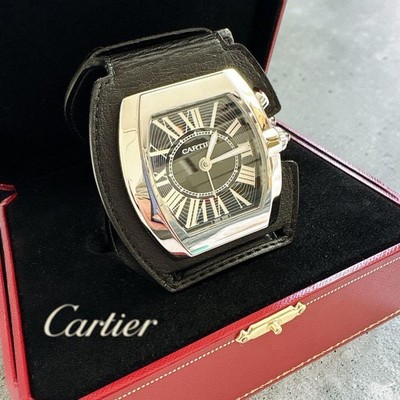 Cartier Roadster Travel Clock Alarm Quartz Black Dial Desk Clock