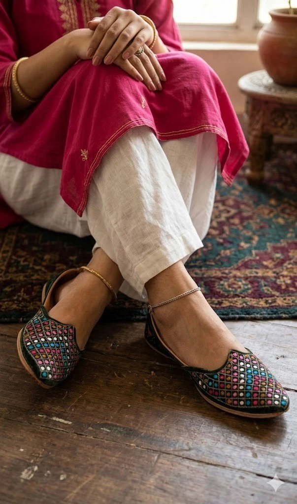 Women Shoes Leather Jutties Handmade Indian Traditional Casual Mojaries US 7