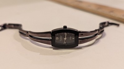 Armitron Diamond Now Women s Bangle Watch Black Tone Bracelet Untested