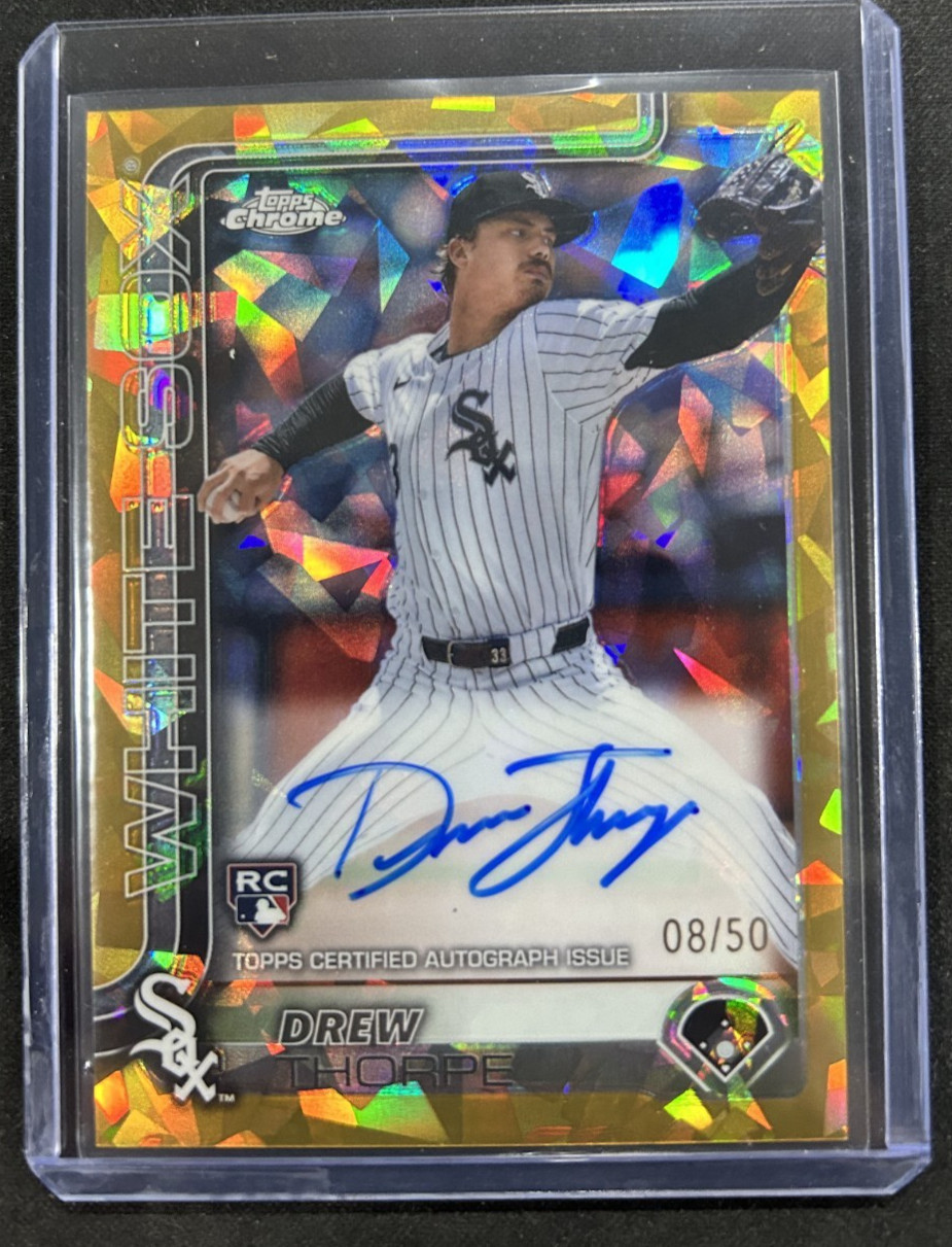 2025 Topps Chrome Sapphire Drew Thorpe RC Auto Gold /50 White Sox