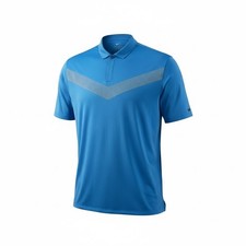 NIKE Blade Collar Golf Polo Shirt Mens XXL Blue V Chevron Short Sleeve