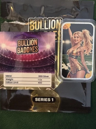 Bullion Baddies 1 oz silver bar "Touchdown Taylor" Nice W/COA