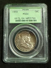 1959 FRANKLIN HALF DOLLAR PCGS MS 64