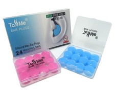 Wax Ear Plugs for Sleep - 24 Silicone Earplugs Swimming and Blue