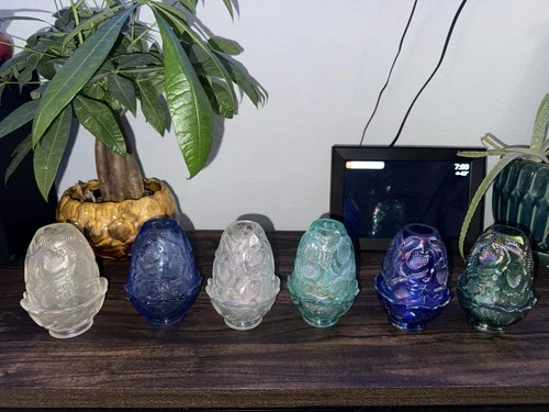 Fenton Strawberry Inverted Fairy Lamps (Lot Of 6)