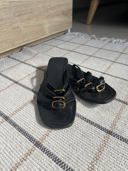Women Massimo Dutti Sandals Black Leather 39