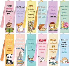 12Pcs Funny Bookmarks with Tassel, Cute Bookmarks for Women, Double Sided Colorf