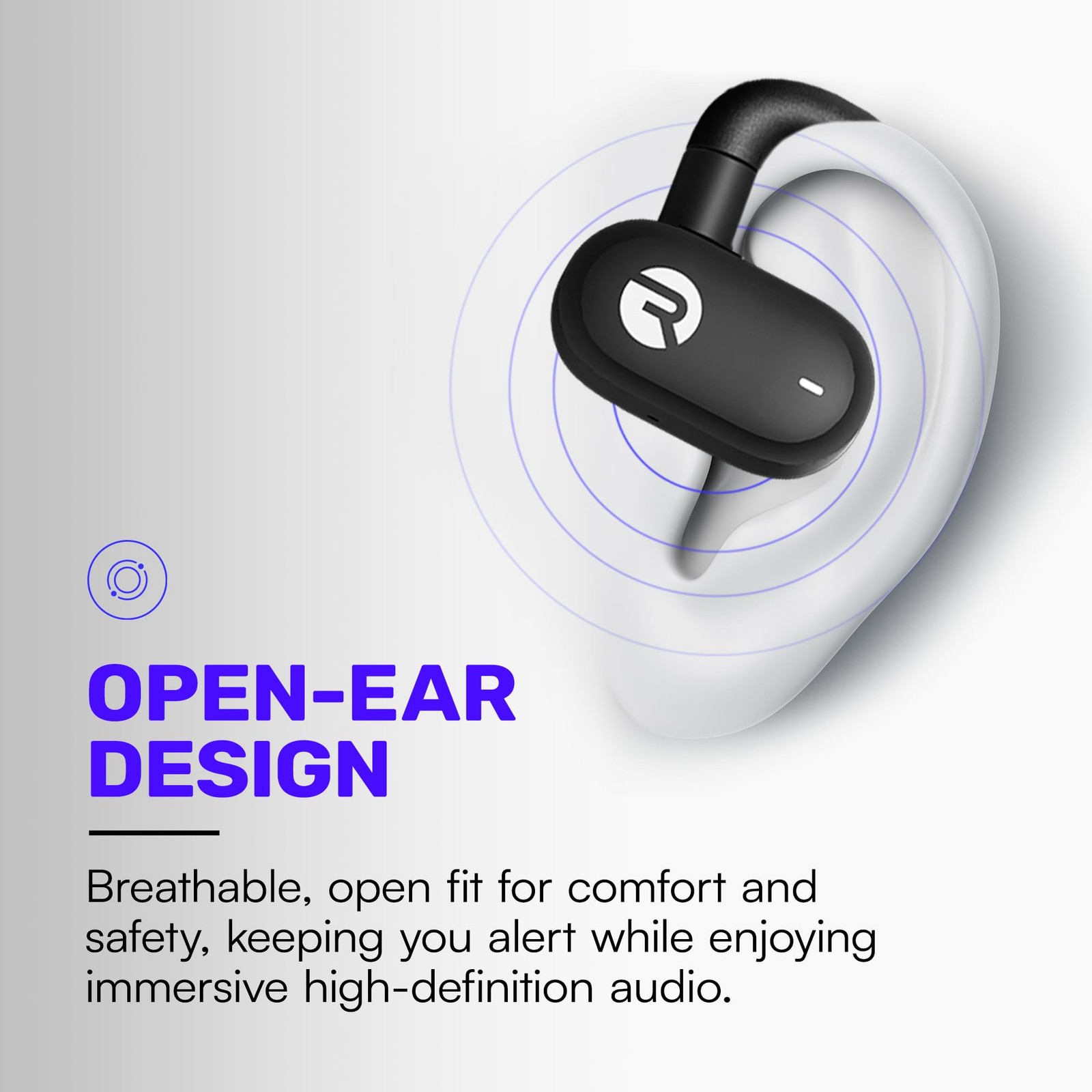 Open Ear Wireless Earbuds Bluetooth 5.3 Lightweight Sweatproof 40H Play