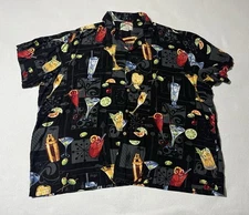 VTG Paradise Found Happy Hour Hawaiian Shirt Size 3XL Drinks Party Cocktail Club
