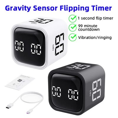 Productivity Timer Flip Gravity Sensor Cube Timer Countdown & Countup 5/10/30/60