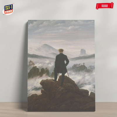 Wanderer Above the Sea of Fog Painting Canvas Print Poster Home Decor