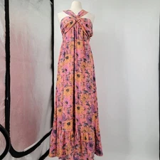 Buddy Love Charlotte Nectar Halter Floral Maxi Dress Size Large Boho Tropical