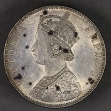 1891 India British Silver Rupee Lustrous