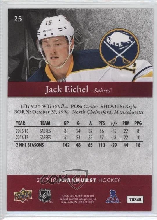 2017-18 Upper Deck Parkhurst Red Jack Eichel #25 - Image 2 of 2