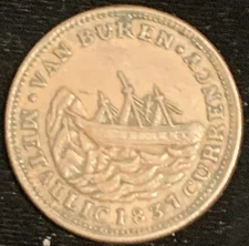 1837 Van Buren Metallic Currency 1841 Webster Credit Current Hard Times Token