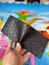 Black Genuine Ostrich Skin Leather Wallet Men's Bifold Real