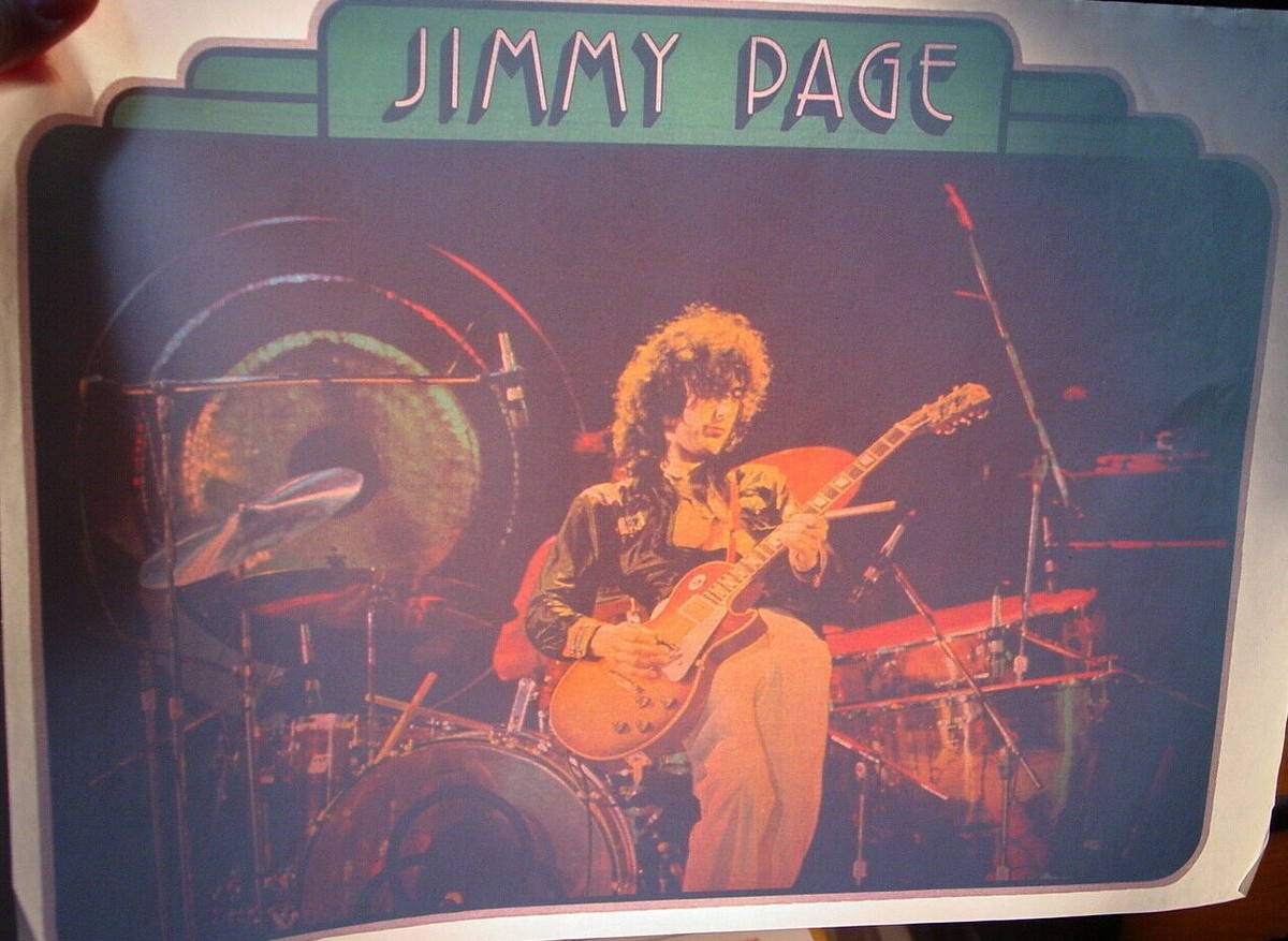 LED ZEPPELIN JIMMY PAGE IN CONCERT VINTAGE 1970's IRON ON TRANSFER