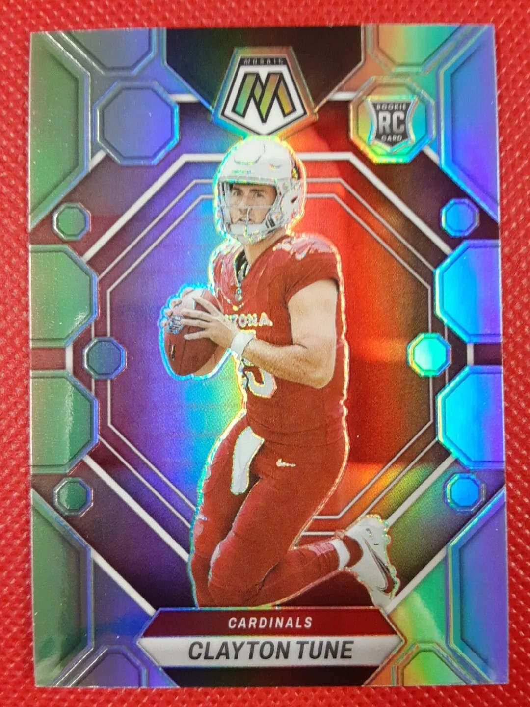 2023 Mosaic Football Clayton Tune Silver & Mosaic, Red Prizm Rookie