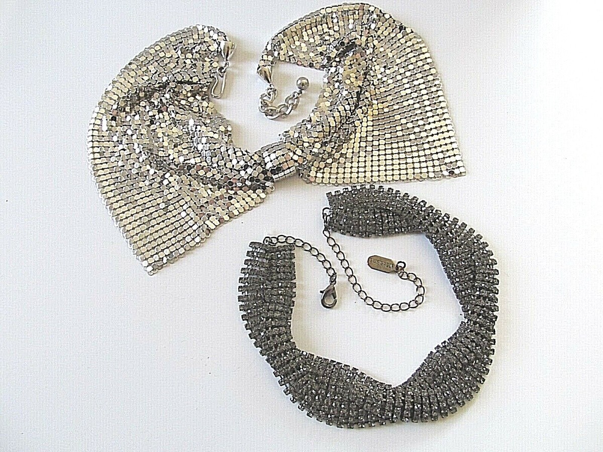 Disco Studio 51 Style Metal Mesh Bib Choker Collar Necklaces Groovy!